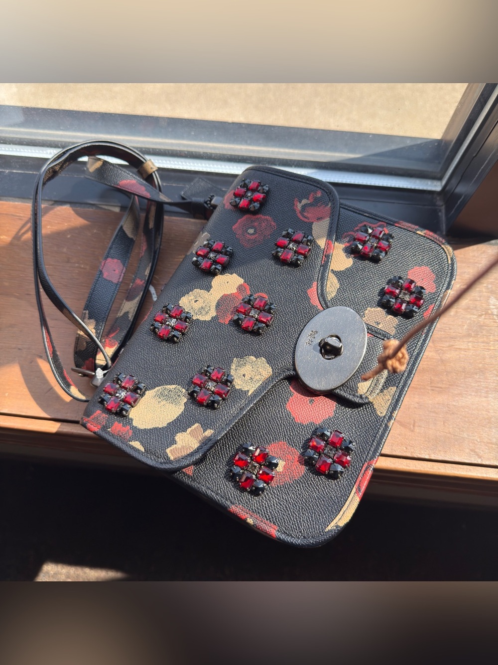 Coach F33618 FLORAL JEWEL PAGE Crossbody Bag